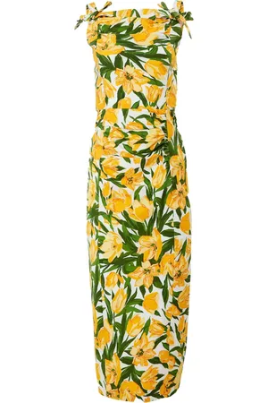 Carolina Herrera Bow-detail tullip-print midi dress