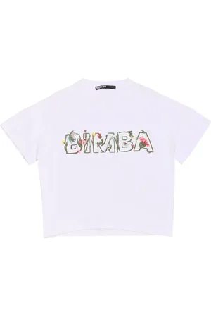 Bimba y Lola Floral-embroidered logo T-shirt