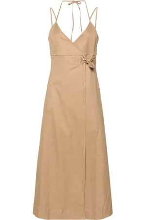 Ganni Wrap herringbone midi dress