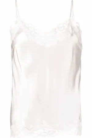 Gold Hawk Lace-trim silk slip top