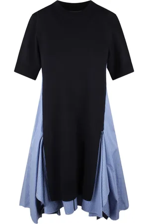 SACAI Striped-panel midi dress