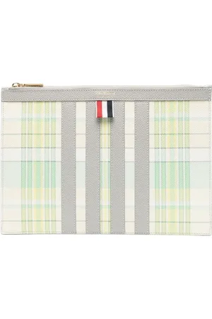 Thom Browne Plaid-check print clutch bag