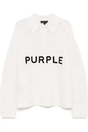 Purple Brand Logo-embroidered polo sweater
