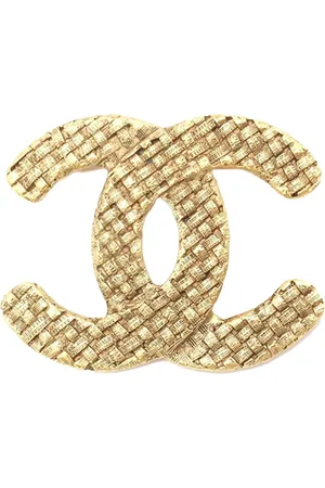 CHANEL 1980-1990 Plated CC Brooch costume brooch
