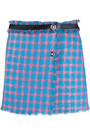 VERSACE Check-pattern tweed miniskirt