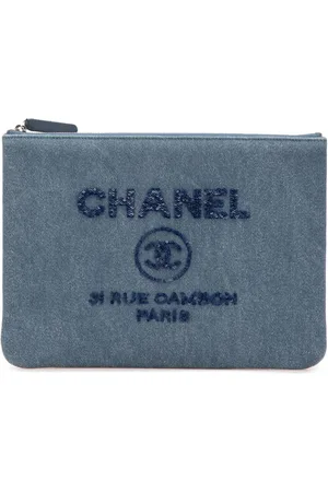 CHANEL 2017-2018 Medium Denim Sequin Deauville O Case clutch bag