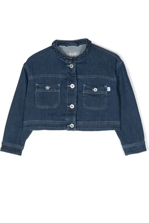 Il gufo Ruffle collar denim jacket
