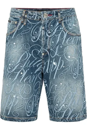 Philipp Plein Logo-embroidered denim shorts
