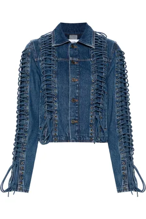 Jean Paul Gaultier Lace up-embellished denim jacket