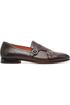 santoni Double-buckle leather shoes