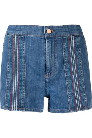 See by Chloé Signature rainbow-stitch denim shorts