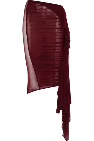 MUGLER Ruched midi skirt