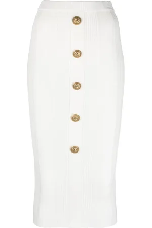 Balmain Ribbed-knit midi skirt