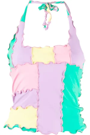 Sherris Colour-block halterneck top