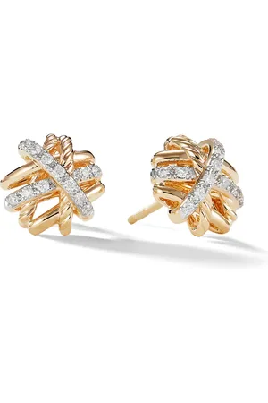 David Yurman 18kt yellow Crossover diamond stud earrings (11mm)