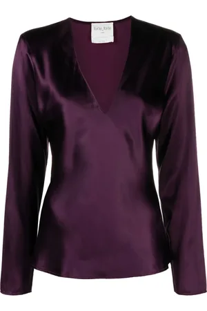 FORTE FORTE Satin-finish V-neck blouse