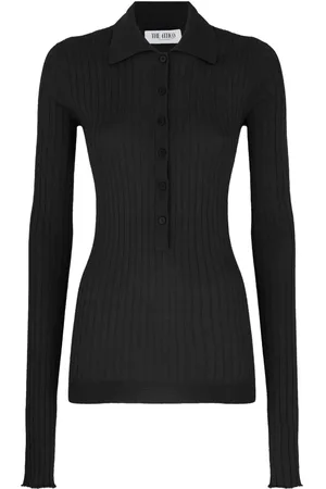 The Attico Chunky-ribbed polo top