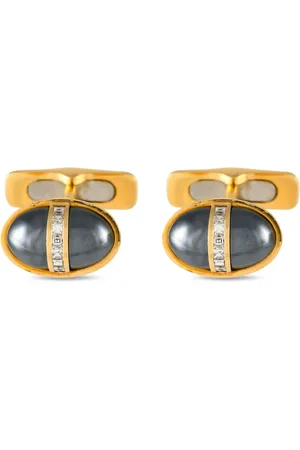 Bvlgari 18kt gold diamond and hematite cufflinks