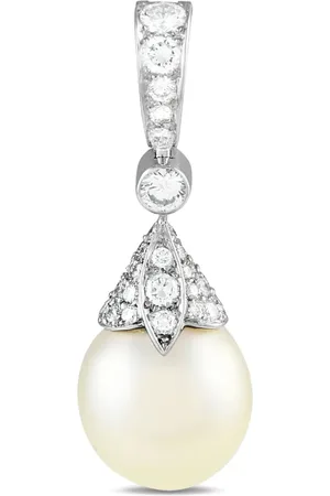 Cartier 18K white gold diamond and pearl pendant