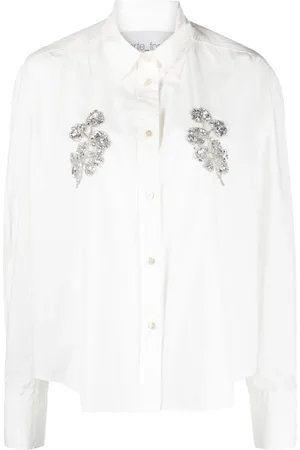 FORTE FORTE Floral-embellished cotton shirt