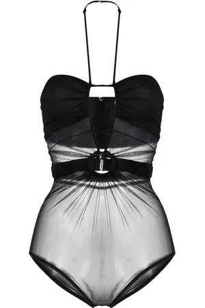 Nensi Dojaka Sheer-panel halterneck bodysuit