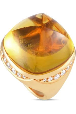 Bvlgari 18K yellow heliodor and diamond ring