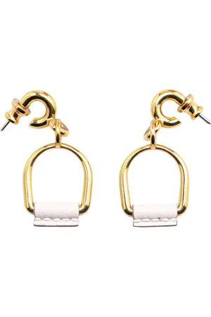 Hermès 2010-2024 Plated Heritage Equestre Etrier Drop Push Back Earrings costume earrings