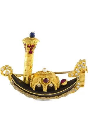 LB Exclusive 18K yellow Gondola multi-stone brooch