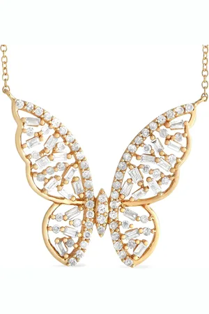 LB Exclusive 14K yellow Butterfly diamond necklace