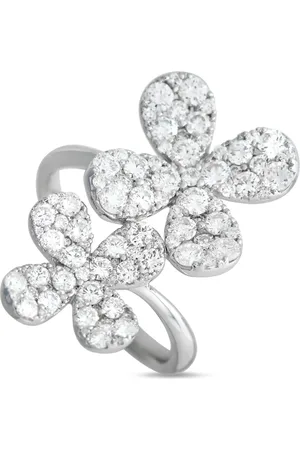 LB Exclusive Pre-owned 18K white gold floral-motif diamond ring