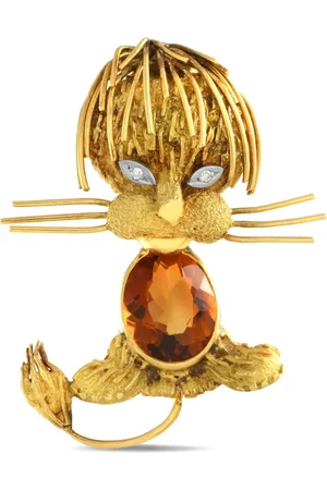 H.Stern 18K yellow Lion diamond and citrine brooch