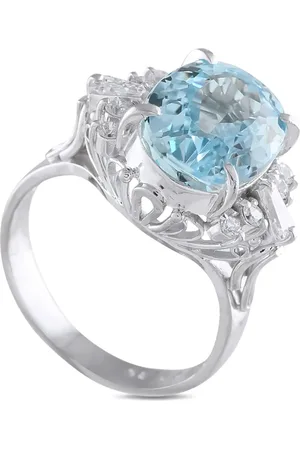 LB Exclusive Platinum diamond and aquamarine ring