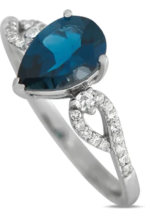 LB Exclusive 14kt white gold diamond and topaz ring