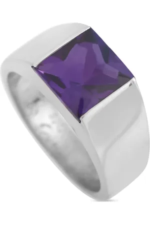 Cartier 18K white gold Tank amethyst ring