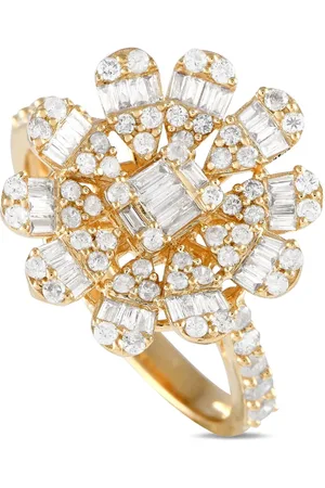 LB Exclusive 14kt yellow diamond flower ring