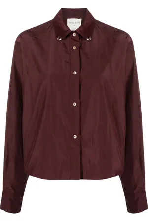 FORTE FORTE Crystal-embellished cotton-blend shirt