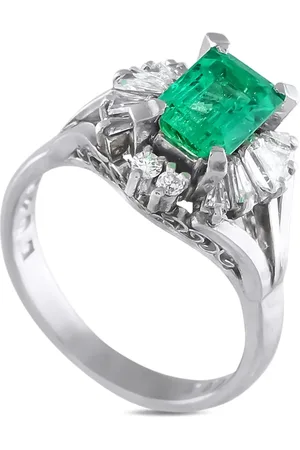 LB Exclusive Platinum diamond and emerald ring