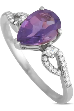 LB Exclusive 14K white gold diamond and amethyst ring