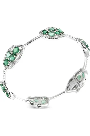 LB Exclusive 18K white gold diamond and emerald bangle