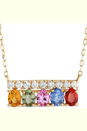 LB Exclusive 18kt yellow diamond and sapphire pendant necklace
