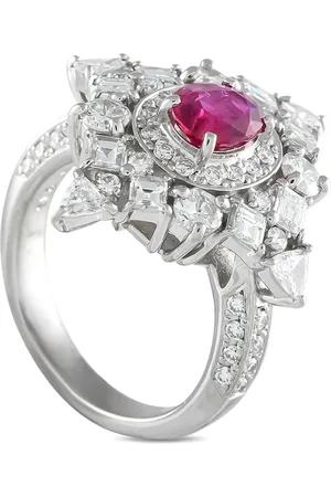 LB Exclusive Platinum diamond and ruby ring
