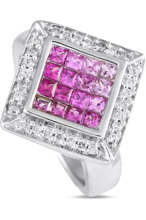 LB Exclusive 14K white gold diamond and sapphire ring