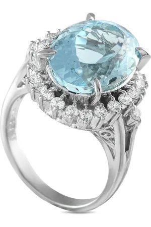 LB Exclusive Platinum diamond and aquamarine ring