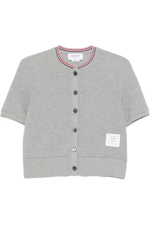 Thom Browne RWB-stripe waffle-knit cardigan