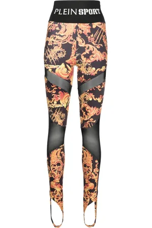 Philipp Plein Baroque-print cotton leggings