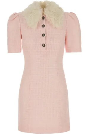 Alessandra Rich Fur-collared mini dress