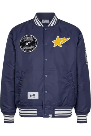 A Bathing Ape X STADIUM GOODS® "Navy/Ivory" varsity jacket