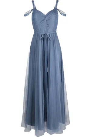 Marchesa Notte Jesi off-shoulder twist-detail tulle gown