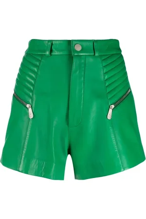 Philipp Plein Ribbed high-waist leather shorts