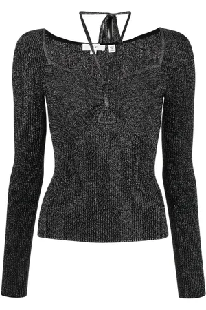 A.L.C. Mettalic-finish knitted blouse